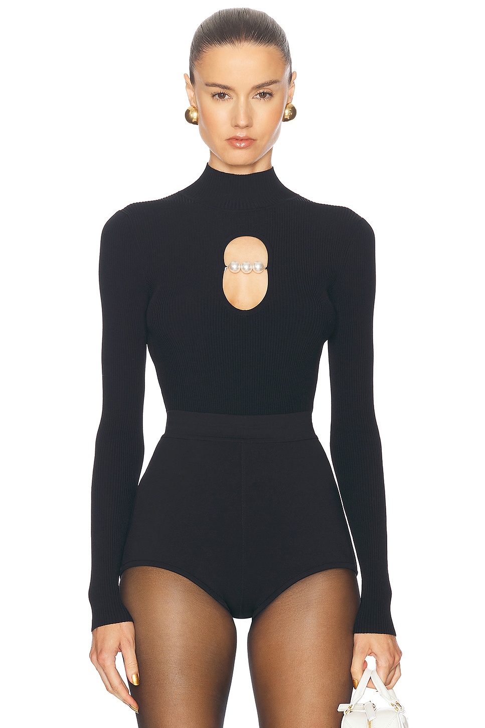 Shop Moschino Jeans Long Sleeve Bodysuit In Black