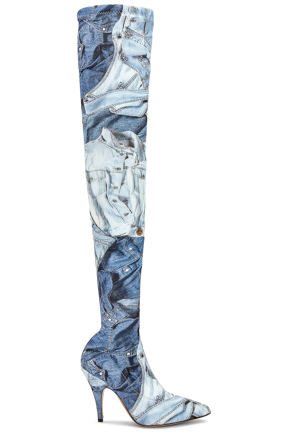 Image 1 of Moschino Jeans Over The Knee Boot in Fantasy Print