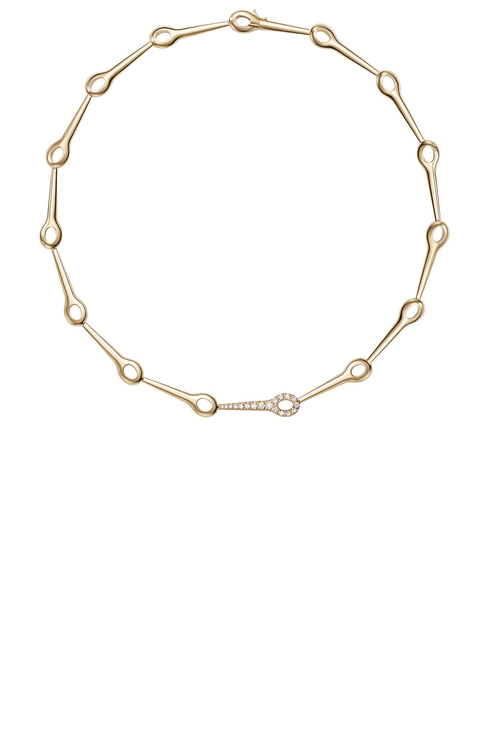 Lola Needle Linked Necklace in Metallic Gold