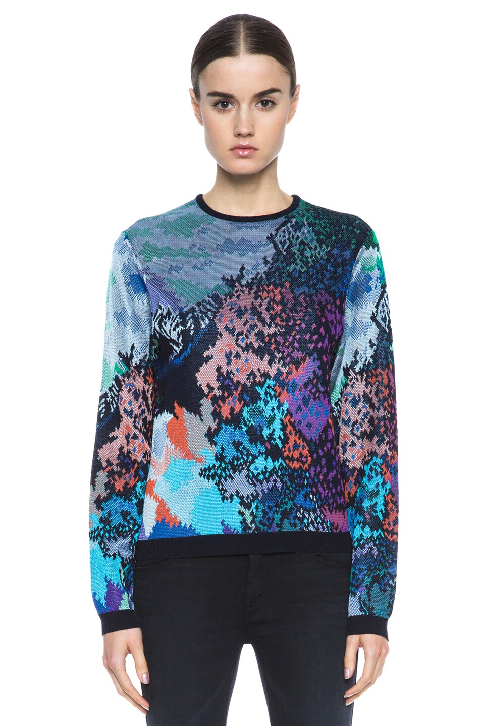 Image 1 of Mary Katrantzou Easy Fit Knit Crew in Fauwinding