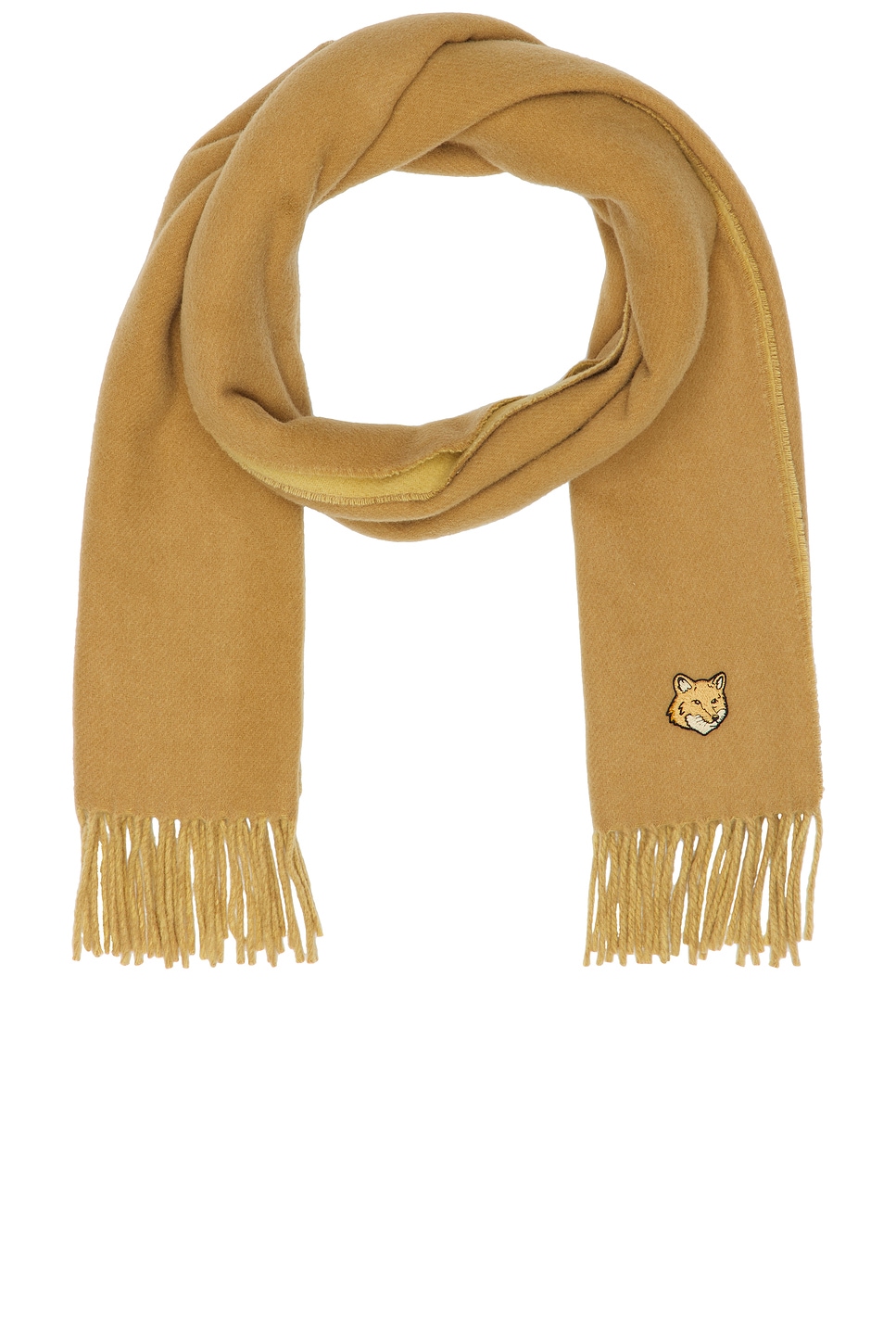 Shop Maison Kitsuné Bold Fox Head Double Face Scarf In Chino Beige