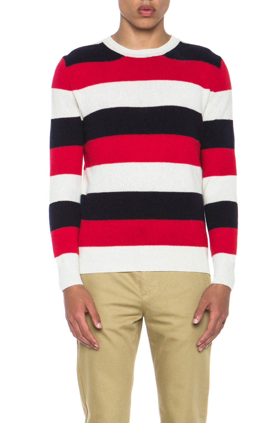 Image 1 of Maison Kitsune Stripe Lambswool Sweater in Multi