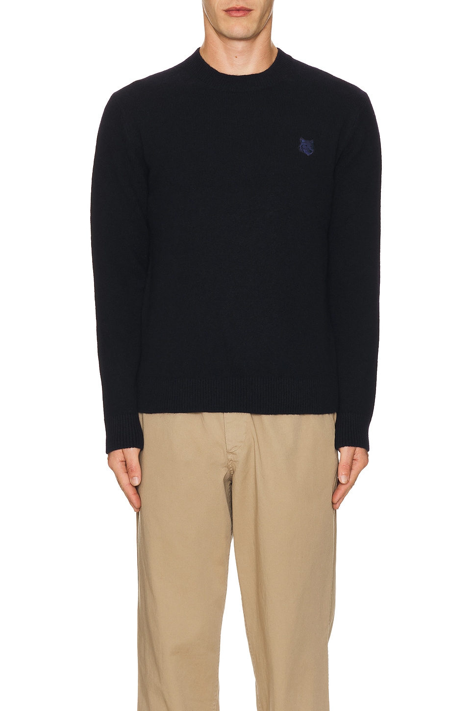 Image 1 of Maison Kitsune Bold Fox Head Patch Regular Sweater in Navy
