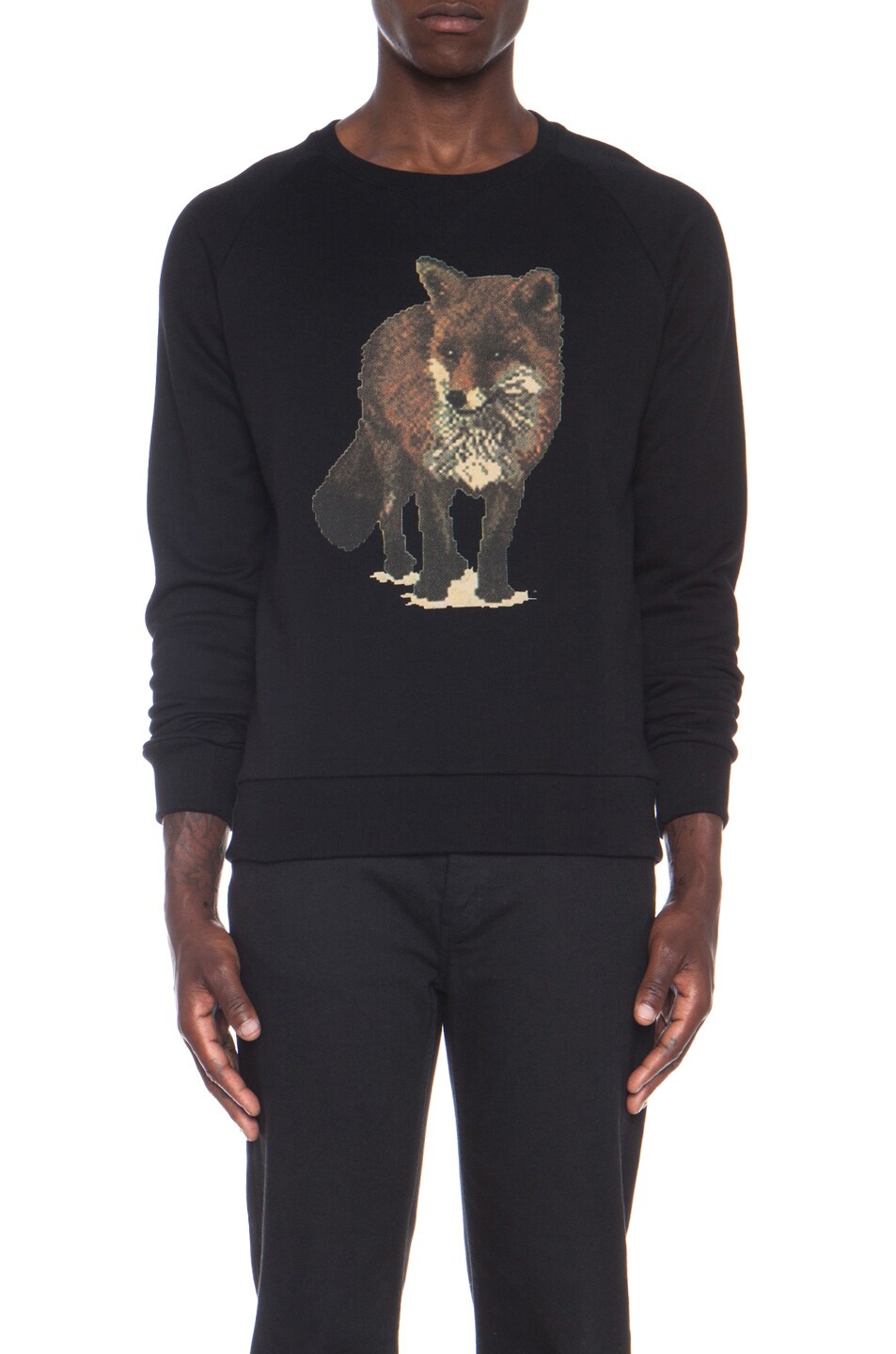 Image 1 of Maison Kitsune Walking Fox Cotton Sweater in Black