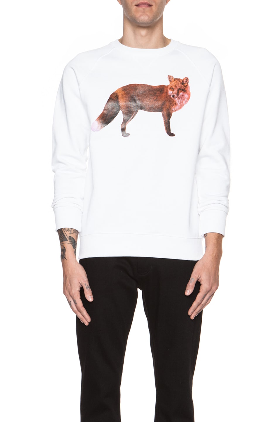 Image 1 of Maison Kitsune New Fox Gravure Cotton Sweatshirt in White