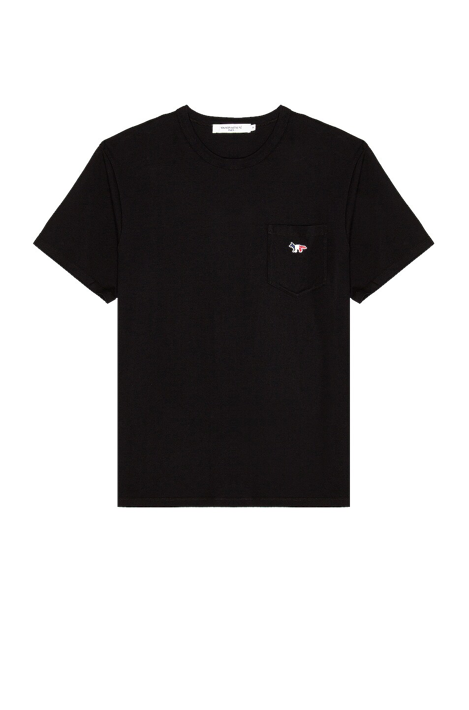 Image 1 of Maison Kitsune Tricolor Fox Patch Classic Pocket Tee-Shirt in Black