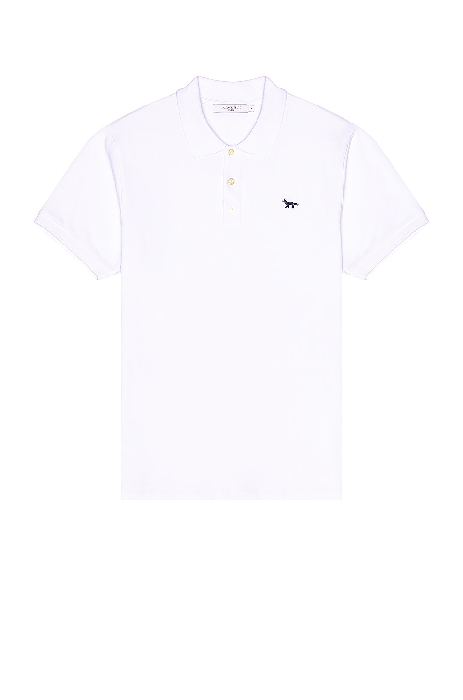 Image 1 of Maison Kitsune Navy Fox Patch Classic Polo in White