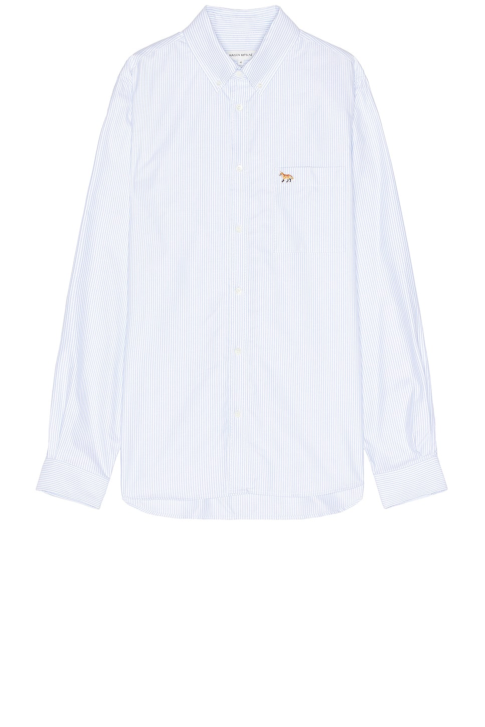 Image 1 of Maison Kitsune Button Down in Light Blue Stripes