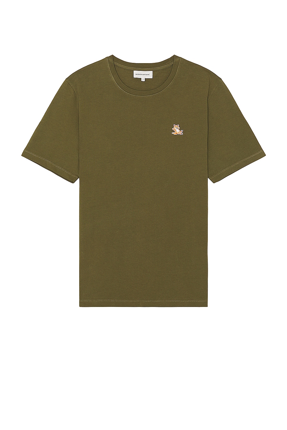 Image 1 of Maison Kitsune Chillax Fox Patch Regular T-shirt in Military Green