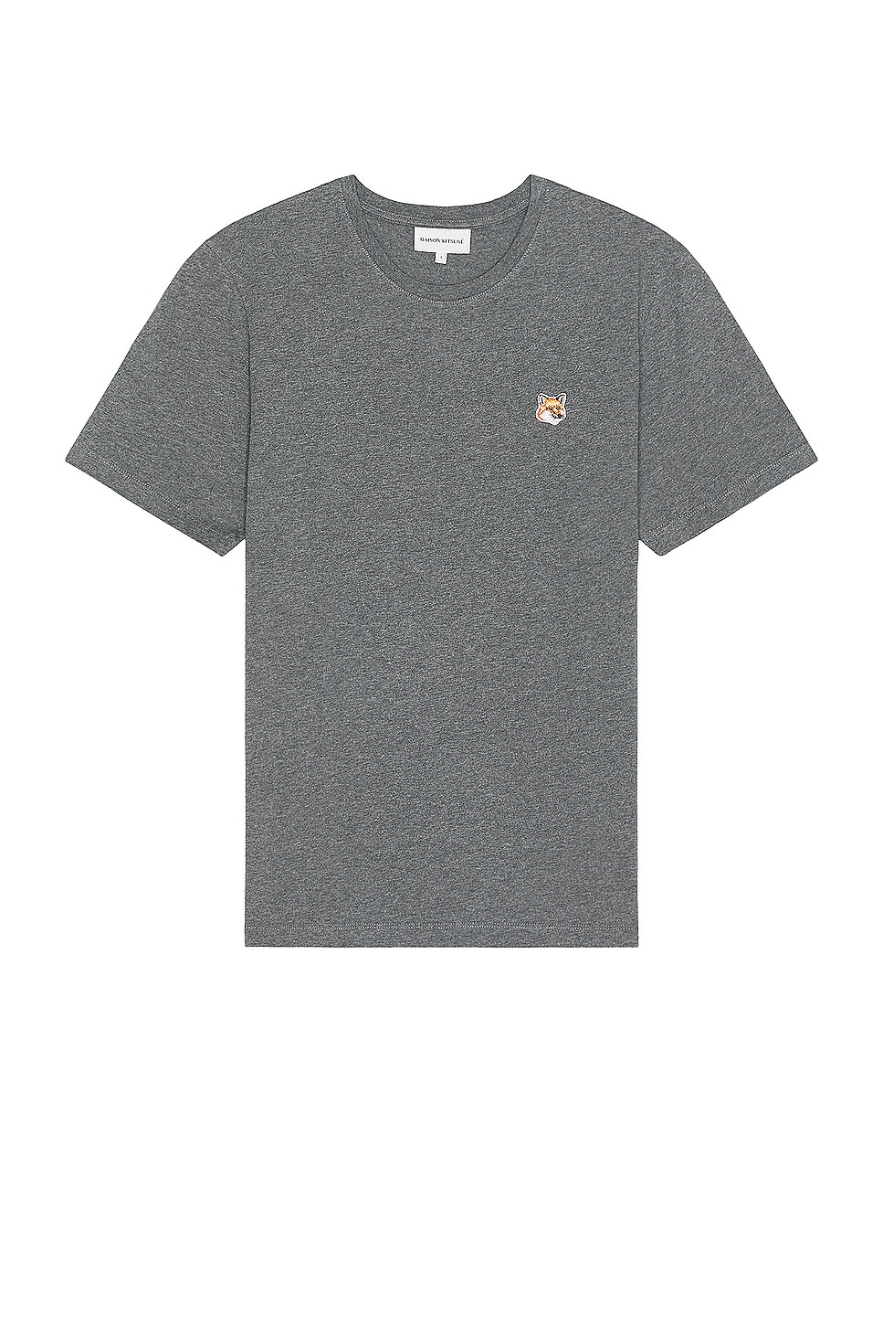 Image 1 of Maison Kitsune Fox Head Patch Regular T-shirt in Dark Grey Melange