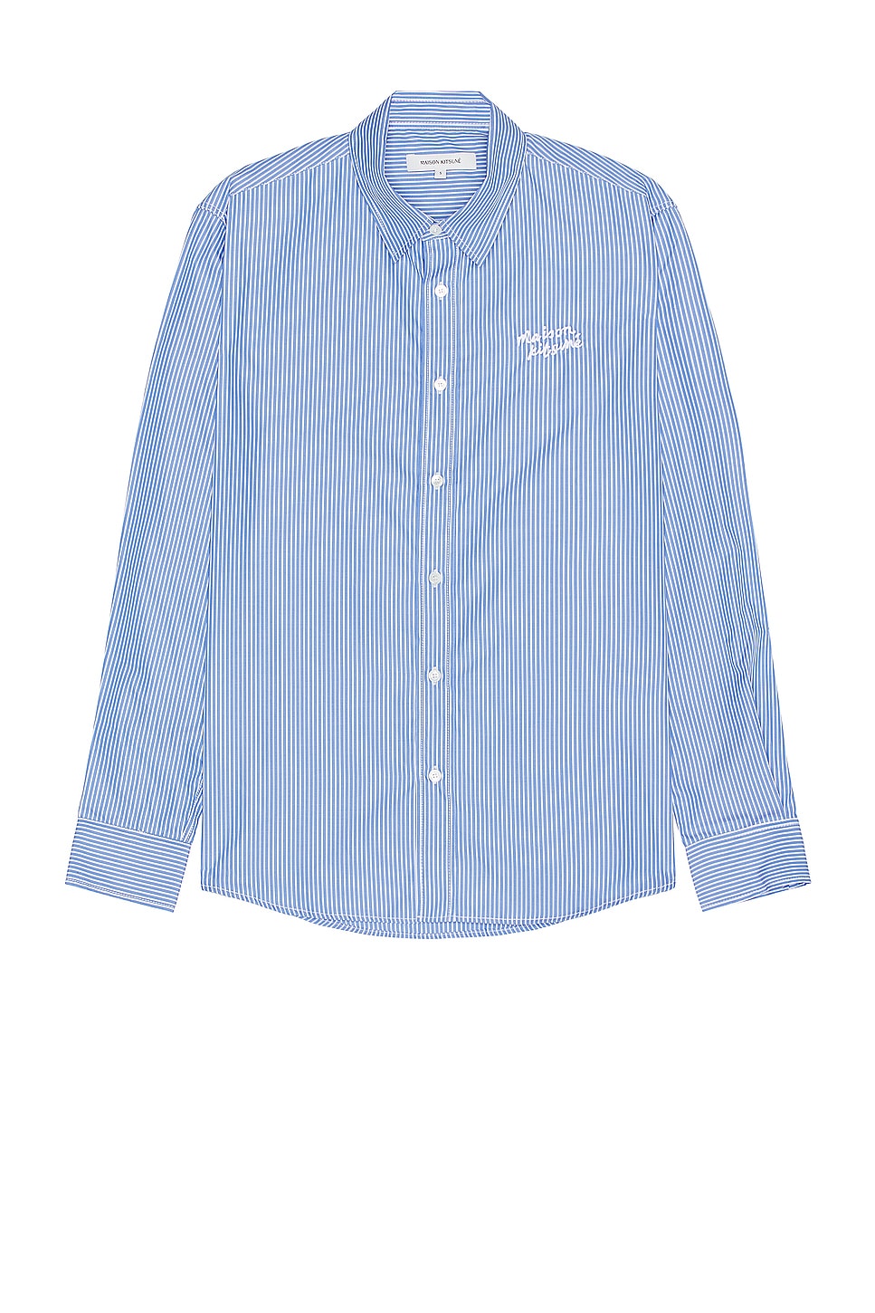Image 1 of Maison Kitsune Casual Striped Shirt in Sky Blue Stripes