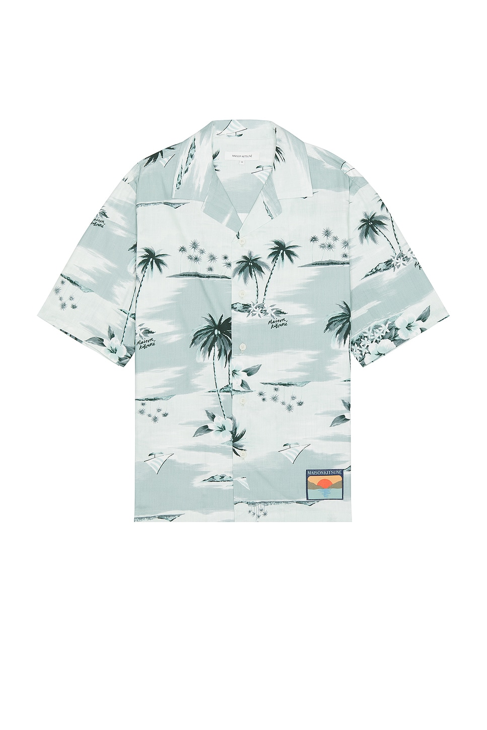 Image 1 of Maison Kitsune Resort Shirt in Seafoam Design