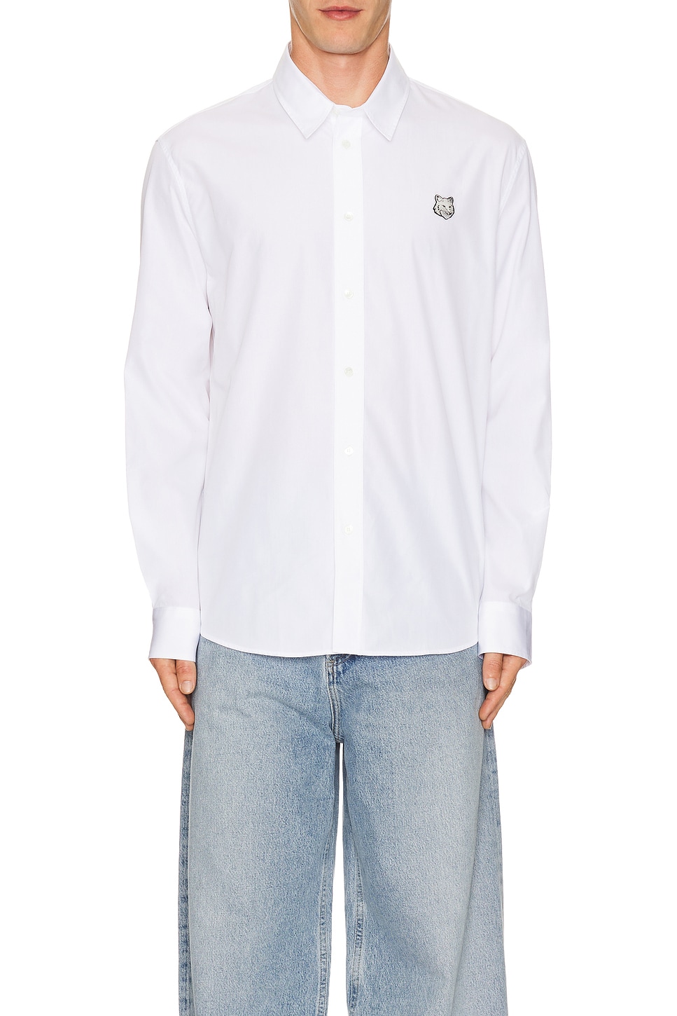 Image 1 of Maison Kitsune Bold Fox Head Casual Shirt in White