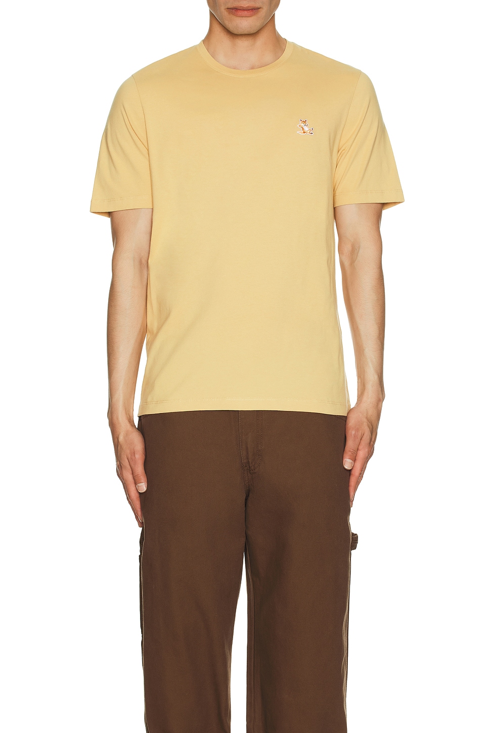Image 1 of Maison Kitsune Chillax Fox Patch Regular T-Shirt in Goldie