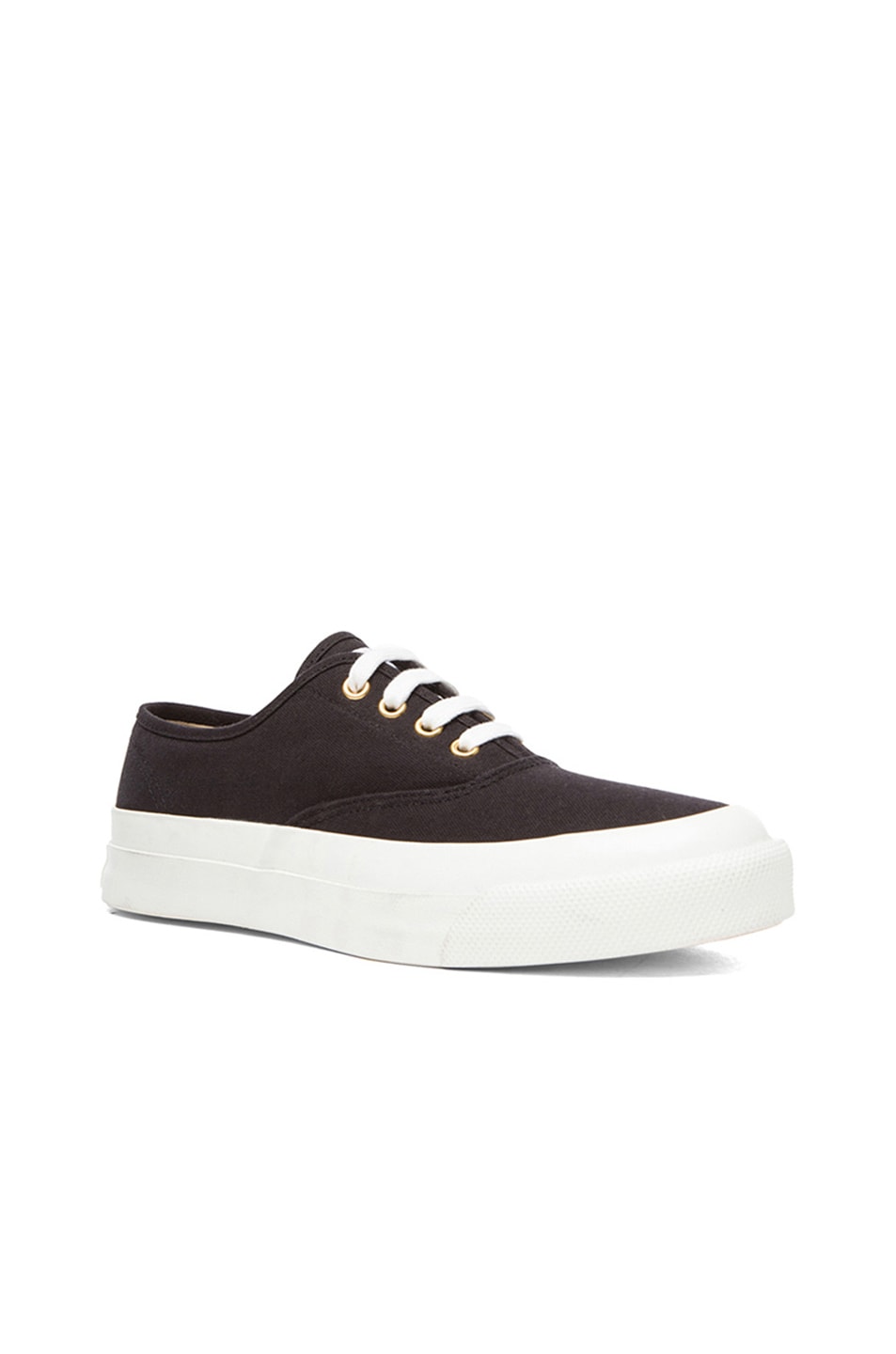 Image 1 of Maison Kitsune Canvas Sneakers in Black