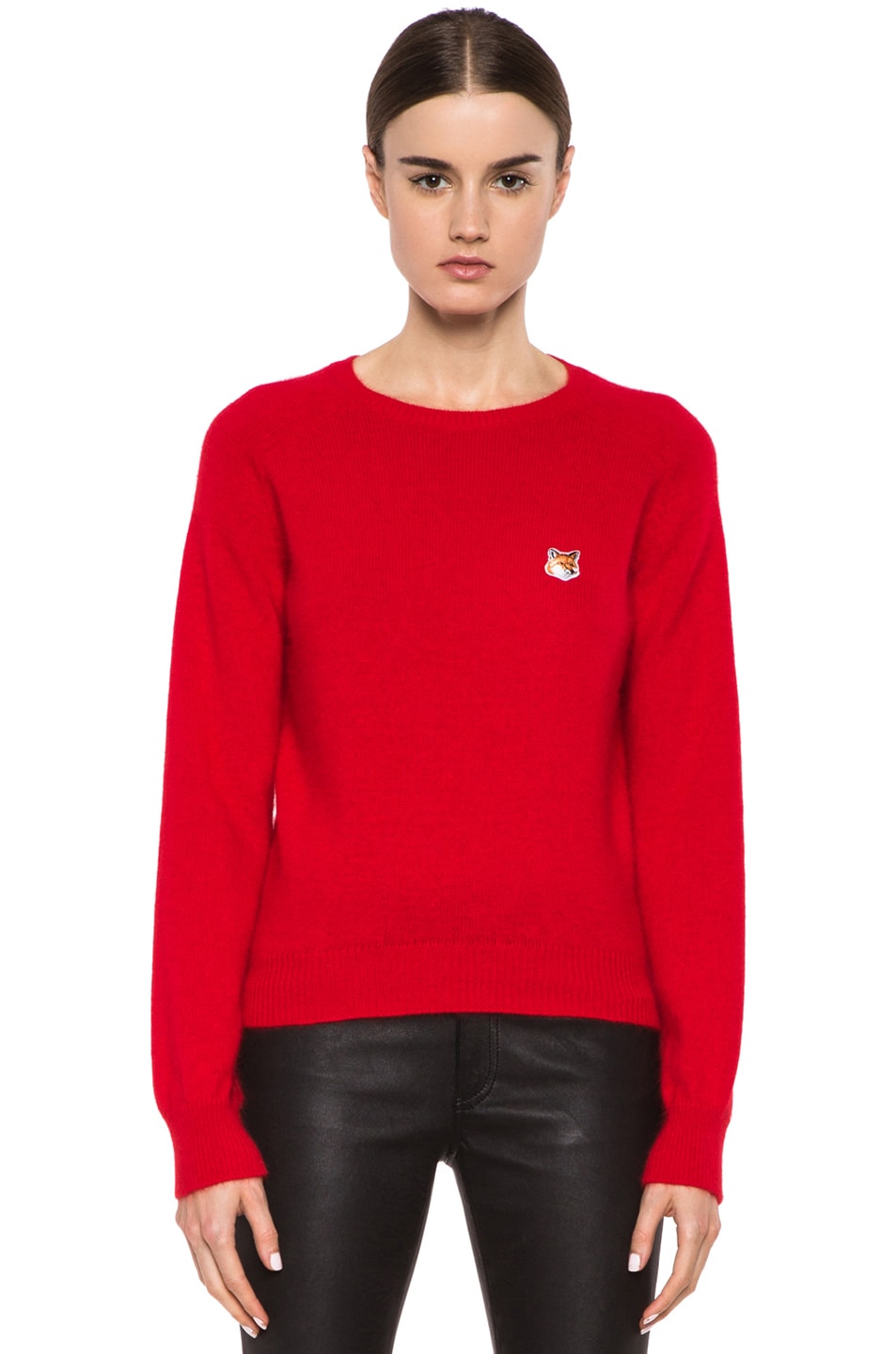 Image 1 of Maison Kitsune Classic Angora-Blend Pullover in Red