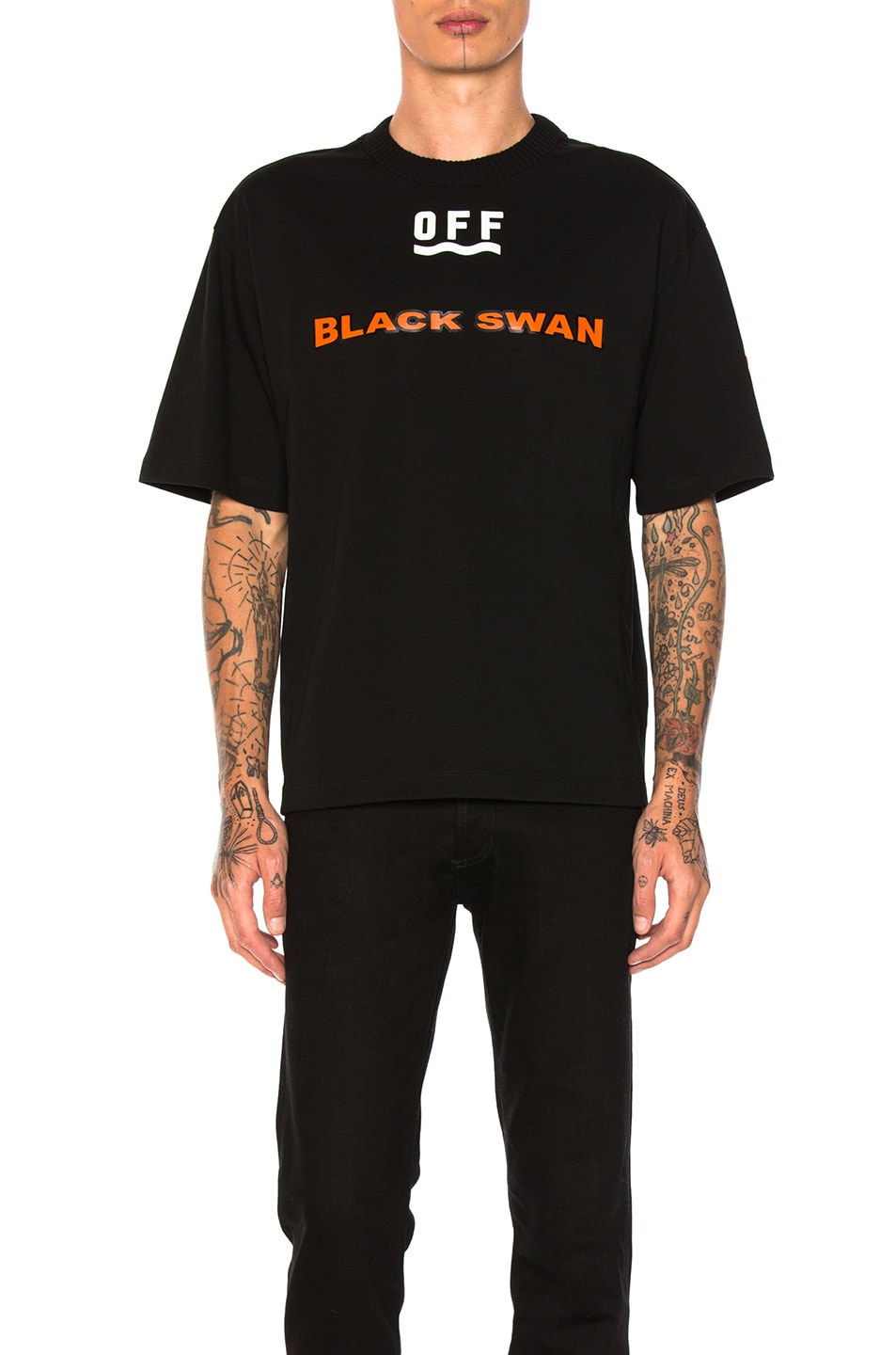 Image 1 of Moncler x Off White Black Swan Tee in Black