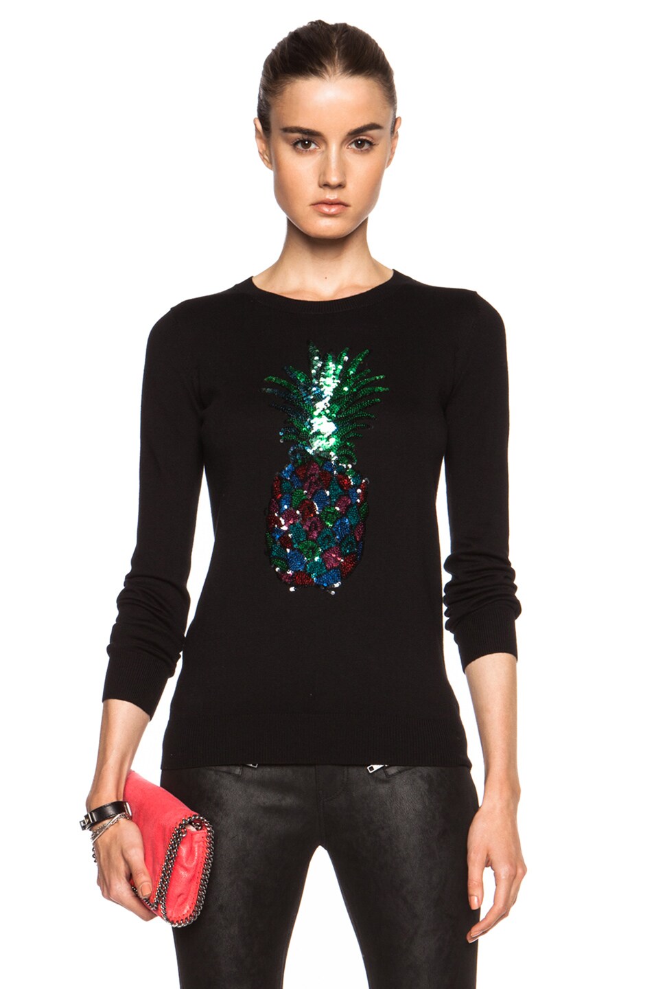 Image 1 of Markus Lupfer Rainbow Pineapple Emma Cotton Sweater in Black