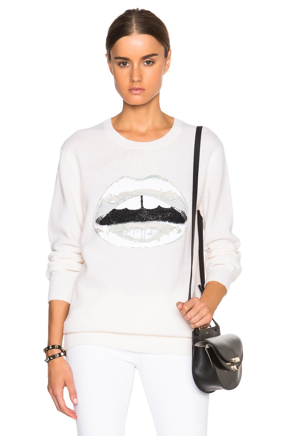 Image 1 of Markus Lupfer Lara Lip Sequin Sweater in White
