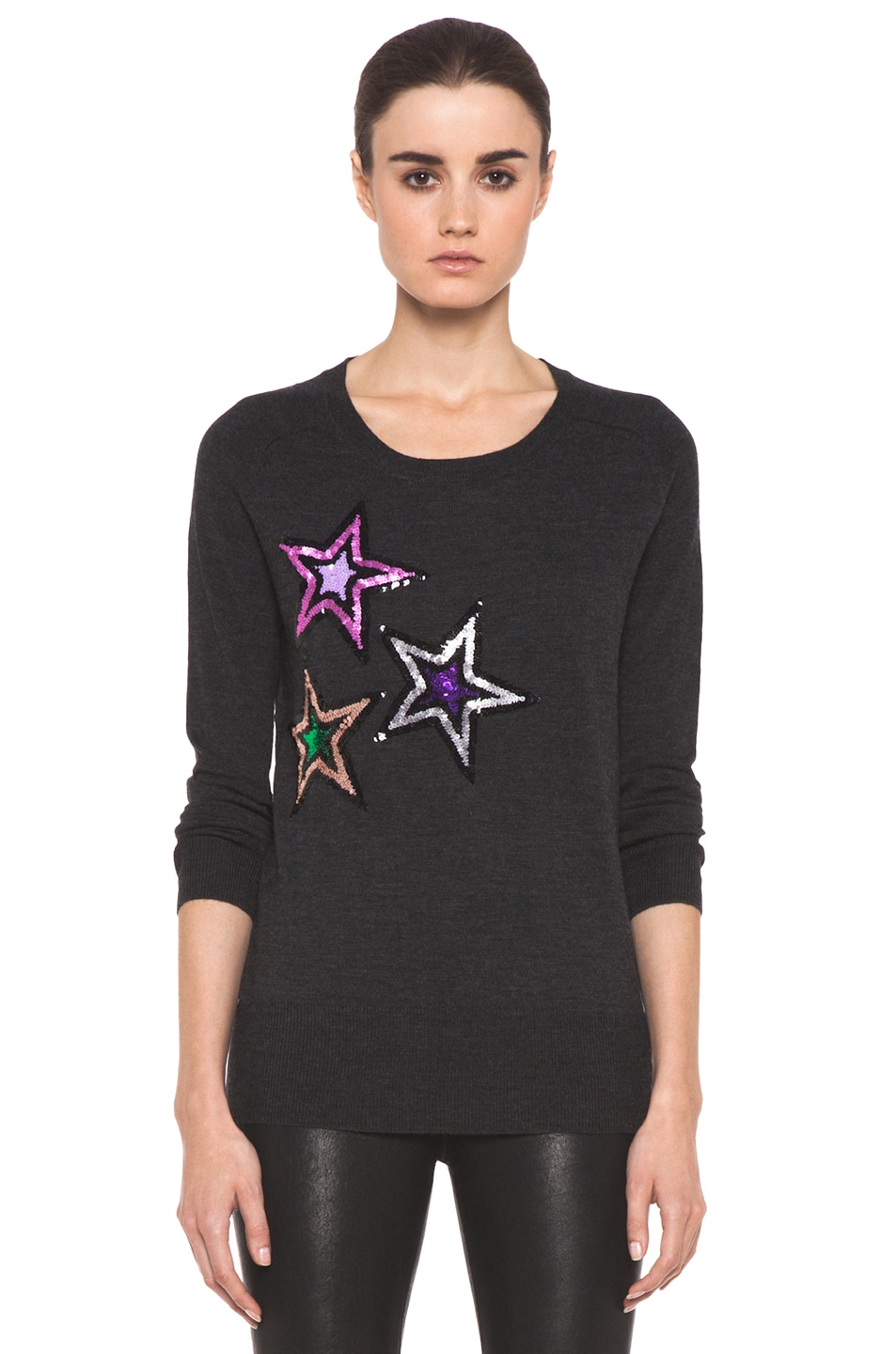Image 1 of Markus Lupfer Sequin Star Jumper in Charcoal