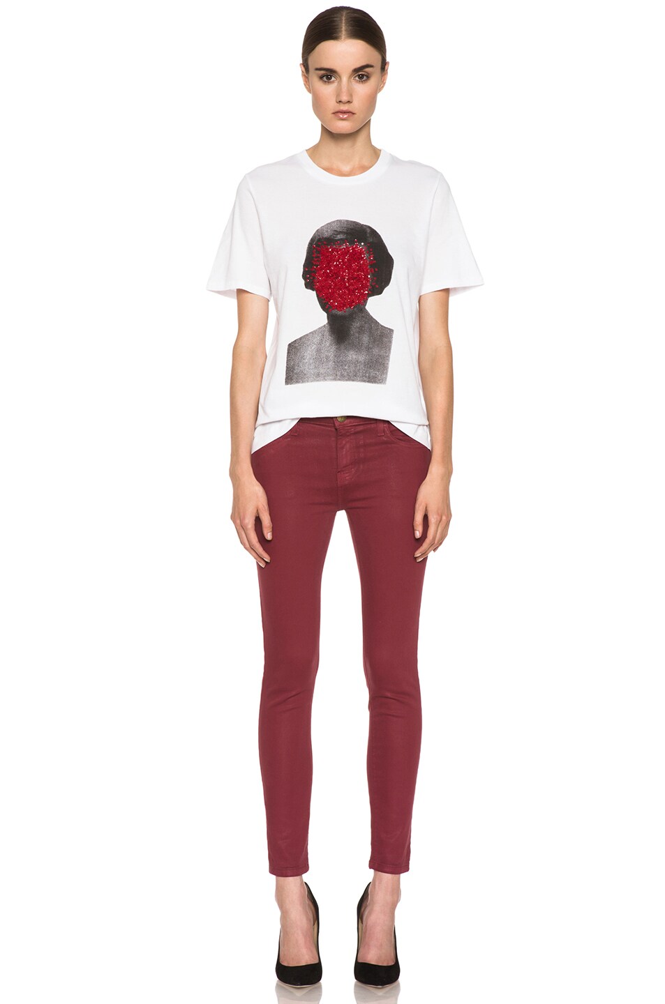 Markus Lupfer Anonymous Sequin Tee in White & Red | FWRD