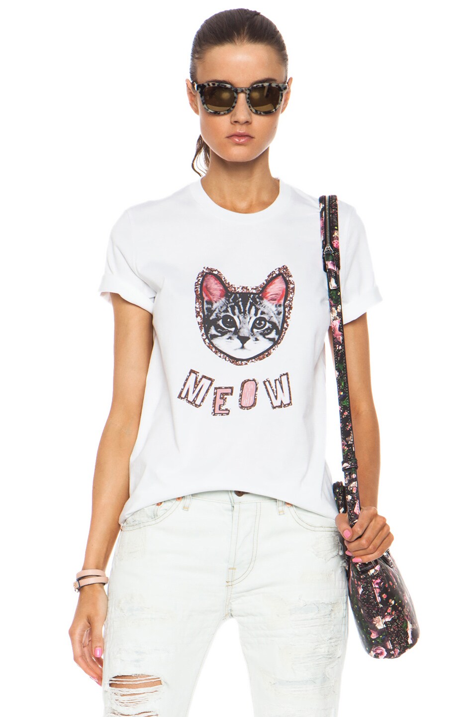 Image 1 of Markus Lupfer Meow Alex Cotton Tee in White