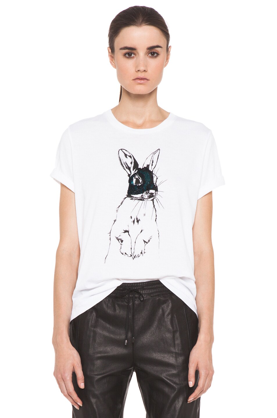 Image 1 of Markus Lupfer Sequin Bunny Tee in White