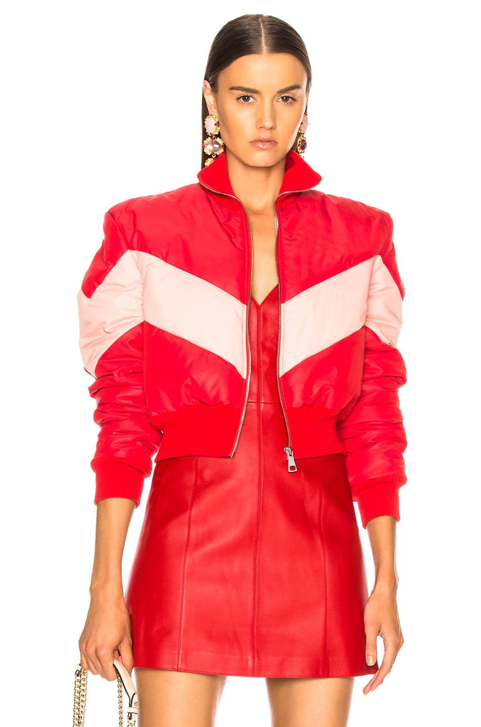 Image 1 of Maggie Marilyn Conquer Your Fears Puffer Jacket in Red & Pink