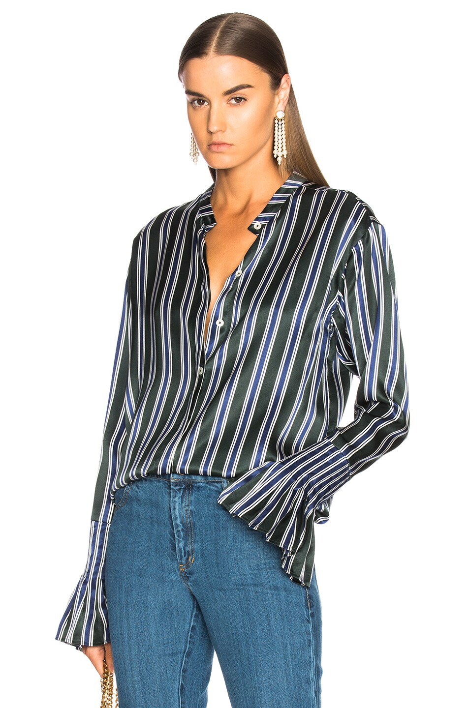 Image 1 of Maggie Marilyn It's a Lovely Day Shirt in Pine Stripe