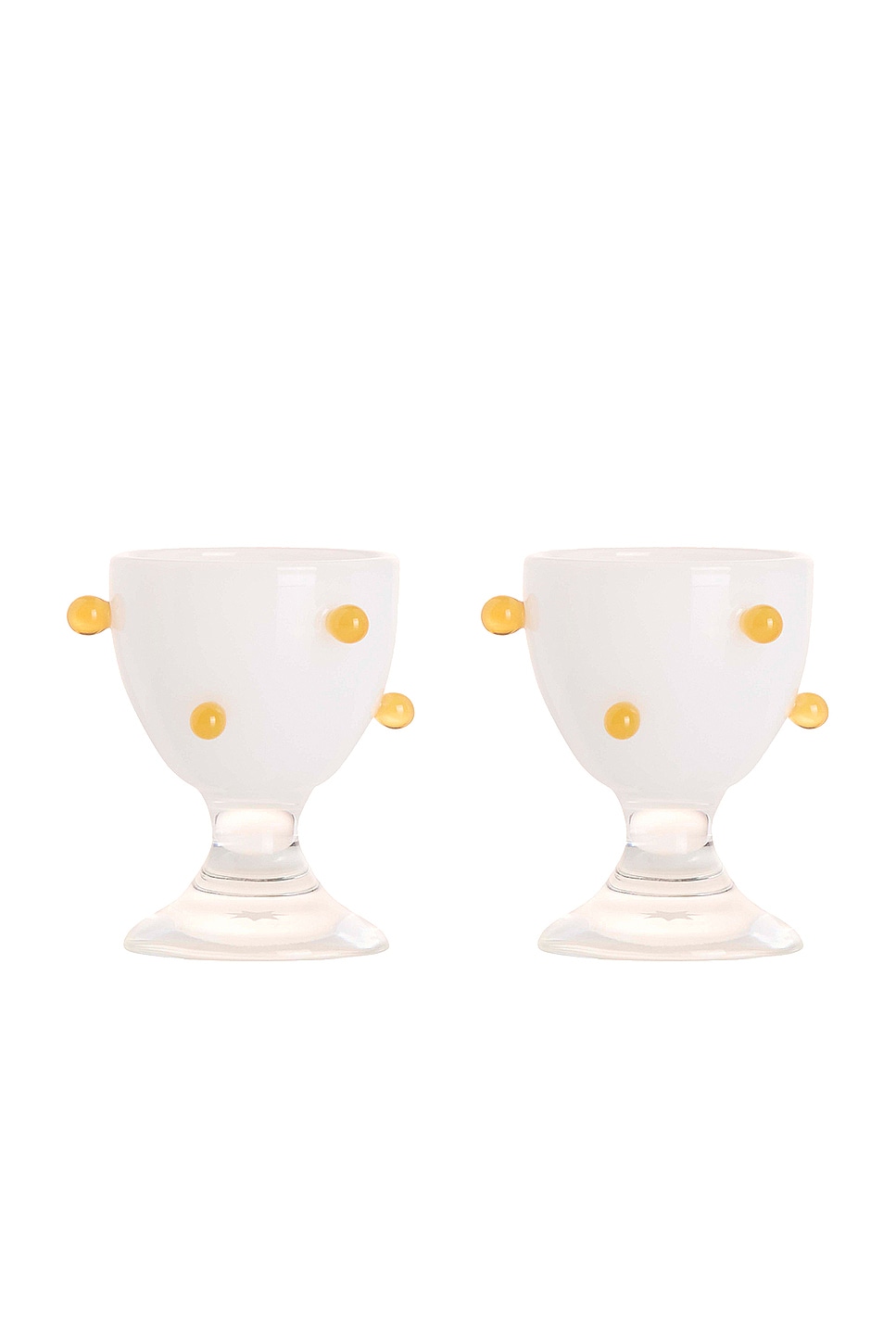 Image 1 of Maison Balzac 2 Pomponette Egg Cups in Clear, White, & Yellow