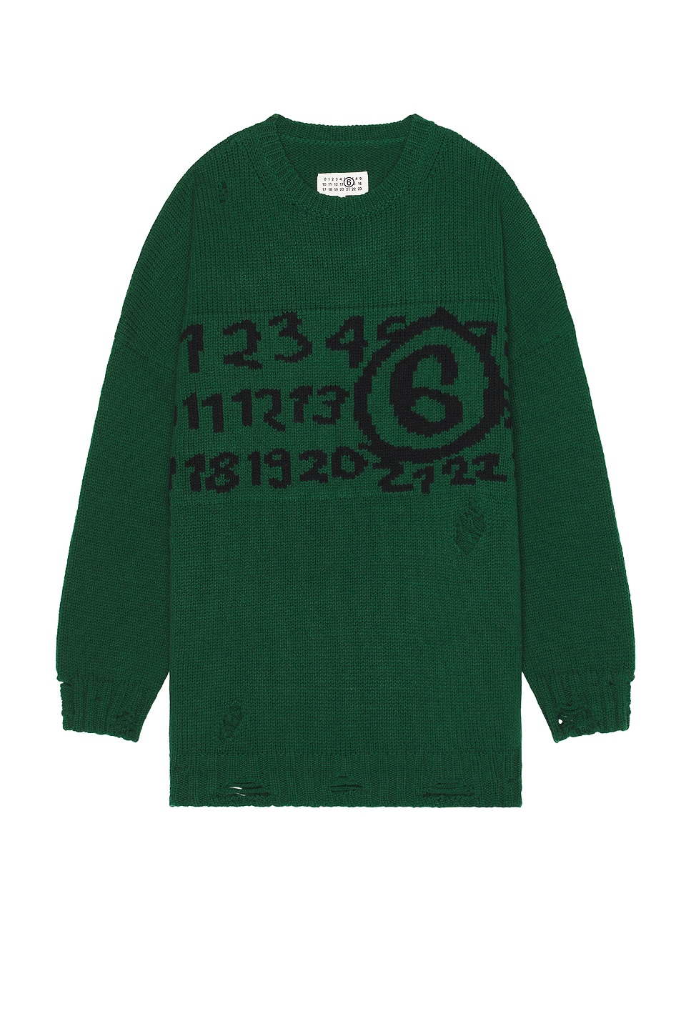 Image 1 of MM6 Maison Margiela Crewneck Sweater in Green & Black