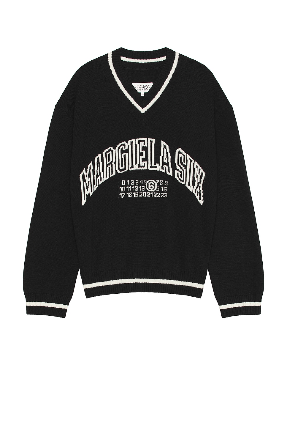 Image 1 of MM6 Maison Margiela V-Neck Sweater in Black