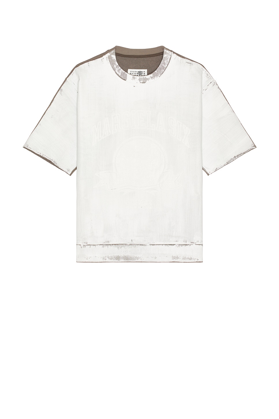Image 1 of MM6 Maison Margiela Crew Neck Short Sleeve Sweatshirt in Taupe