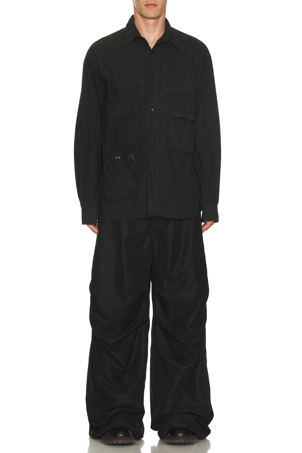 Image 1 of MM6 Maison Margiela Long Sleeved Shirt in Washed Black
