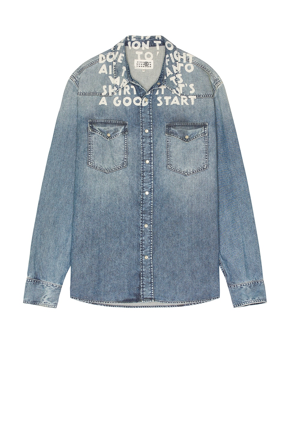 Image 1 of MM6 Maison Margiela Long-Sleeved Shirt in Light Blue