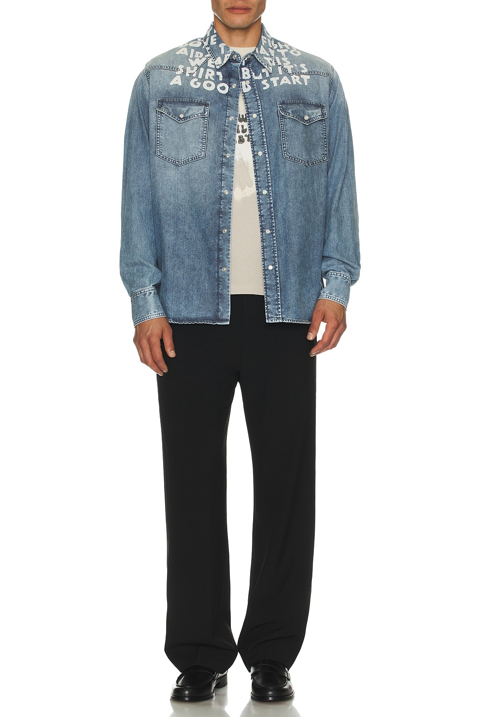 Image 1 of MM6 Maison Margiela Long-Sleeved Shirt in Light Blue