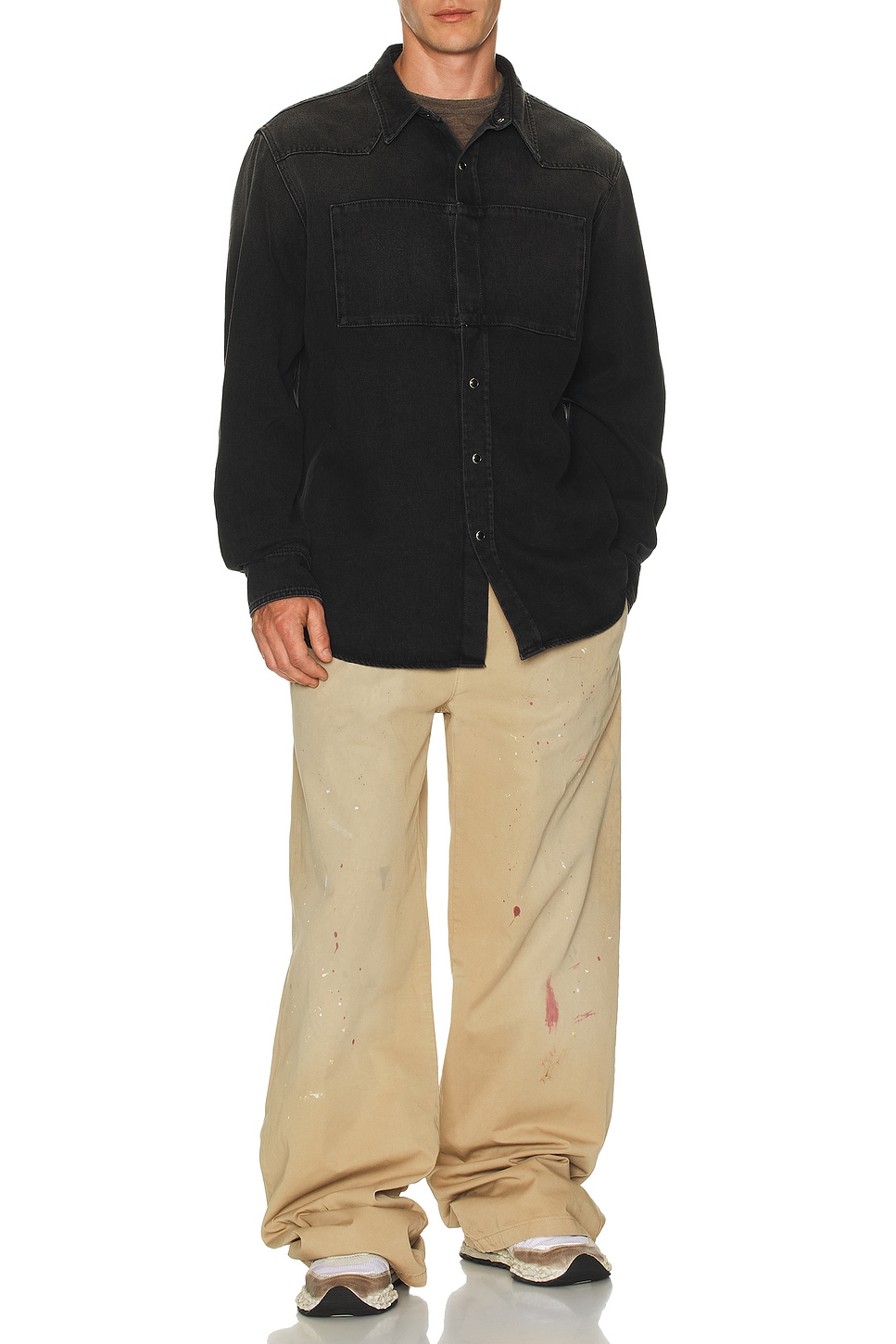 Image 1 of MM6 Maison Margiela Long Sleeved Shirt in Black