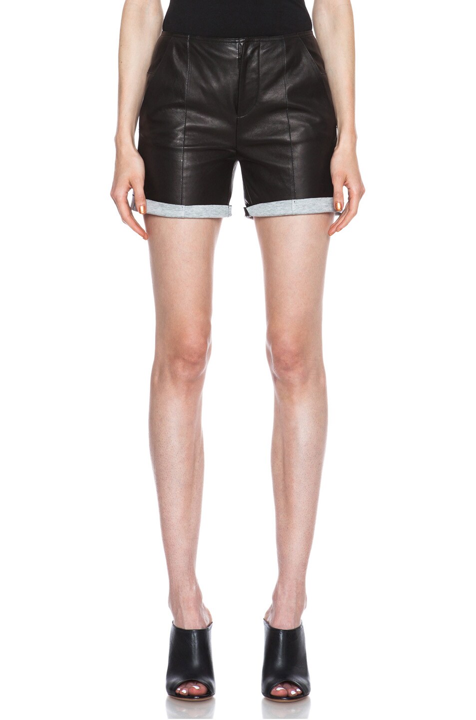 Image 1 of MM6 Maison Margiela Lambskin Leather Shorts in Black