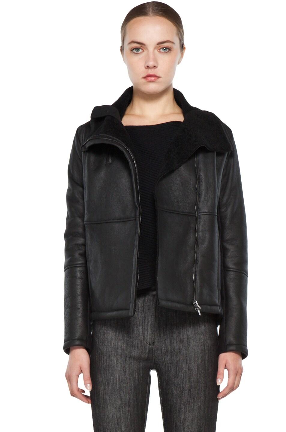 Image 1 of MM6 Maison Margiela Shearling Jacket in Black