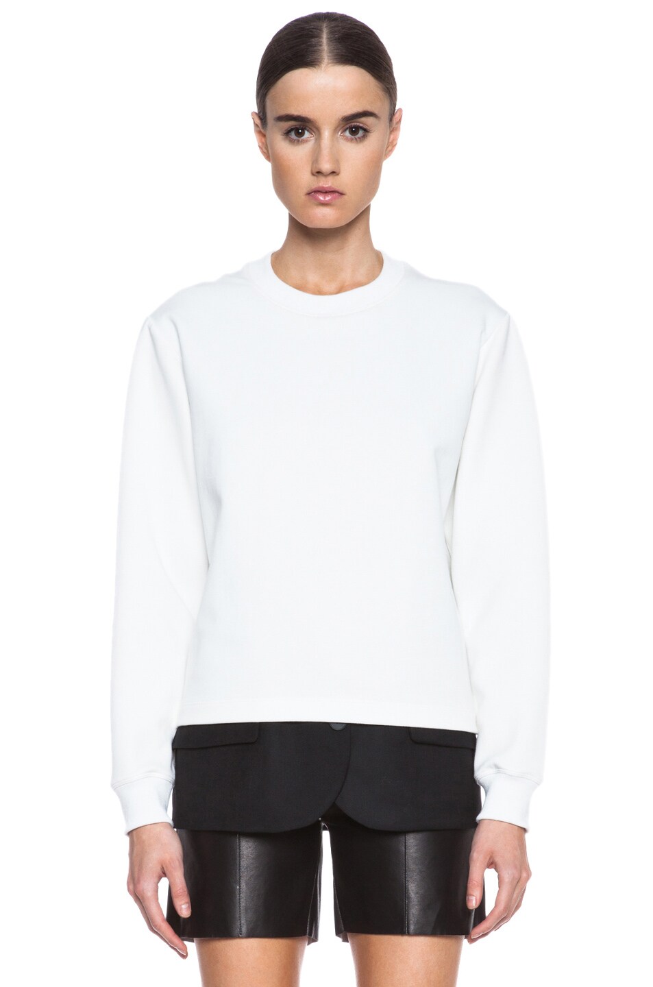 Image 1 of MM6 Maison Margiela Polyamide-Blend Suiting Sweatshirt in White & Black
