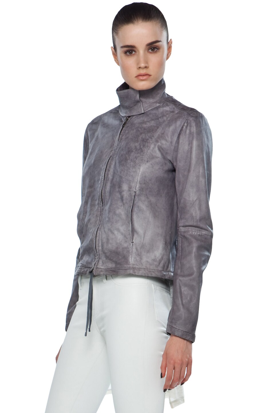MM6 Maison Margiela Leather Jacket in Grey | FWRD