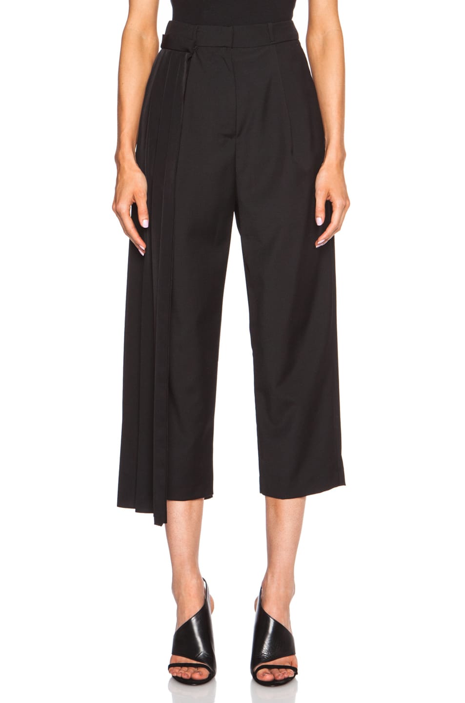Image 1 of MM6 Maison Margiela Pleated Wool Trousers in Black