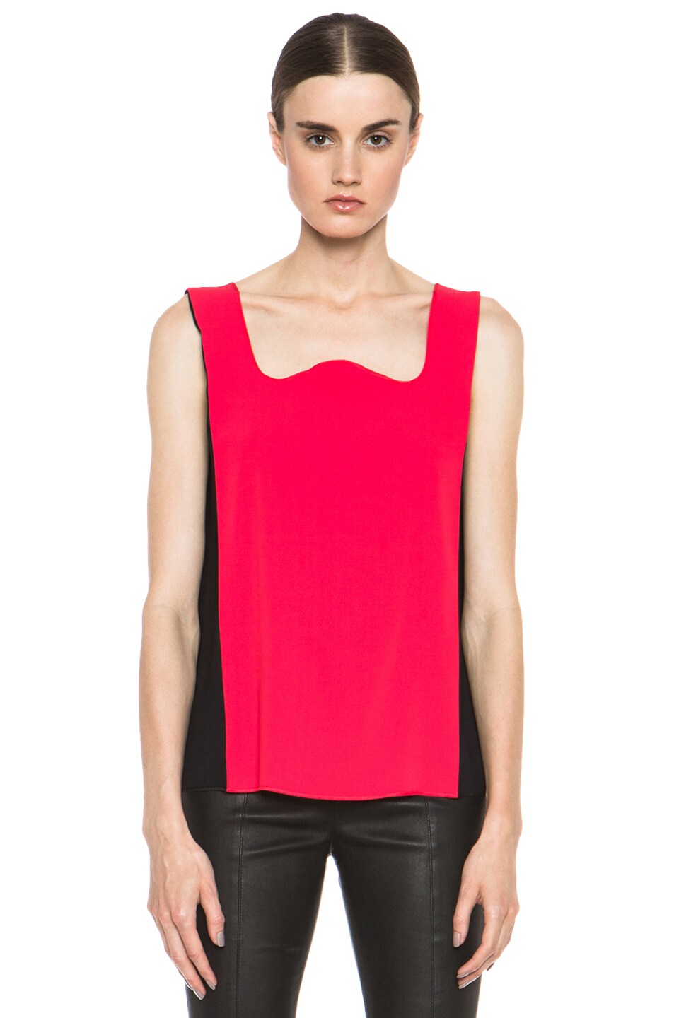 Image 1 of MM6 Maison Margiela Colorblock Poly Tank in Red & Black