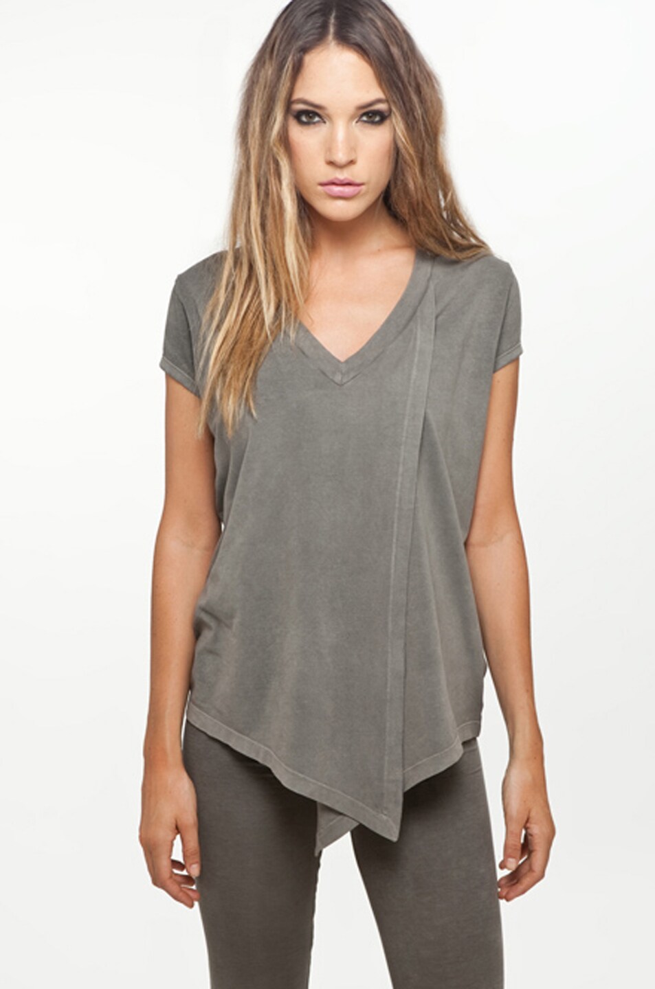 Image 1 of MM6 Maison Margiela Asymmetric Tee in Charcoal