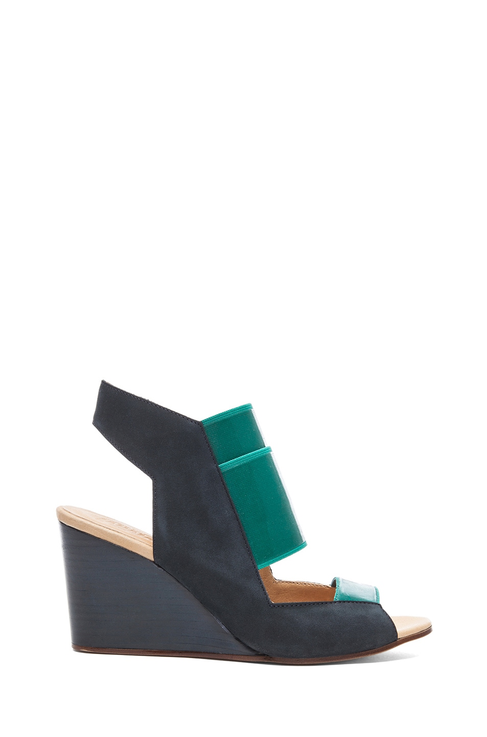 Image 1 of MM6 Maison Margiela Leather Wedges in Blue & Green