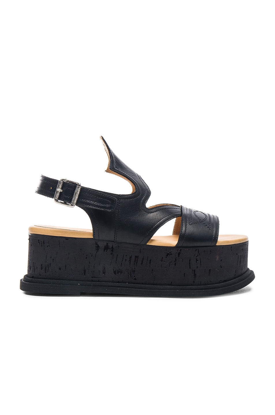 Image 1 of MM6 Maison Margiela Platform Leather Sandals in Black