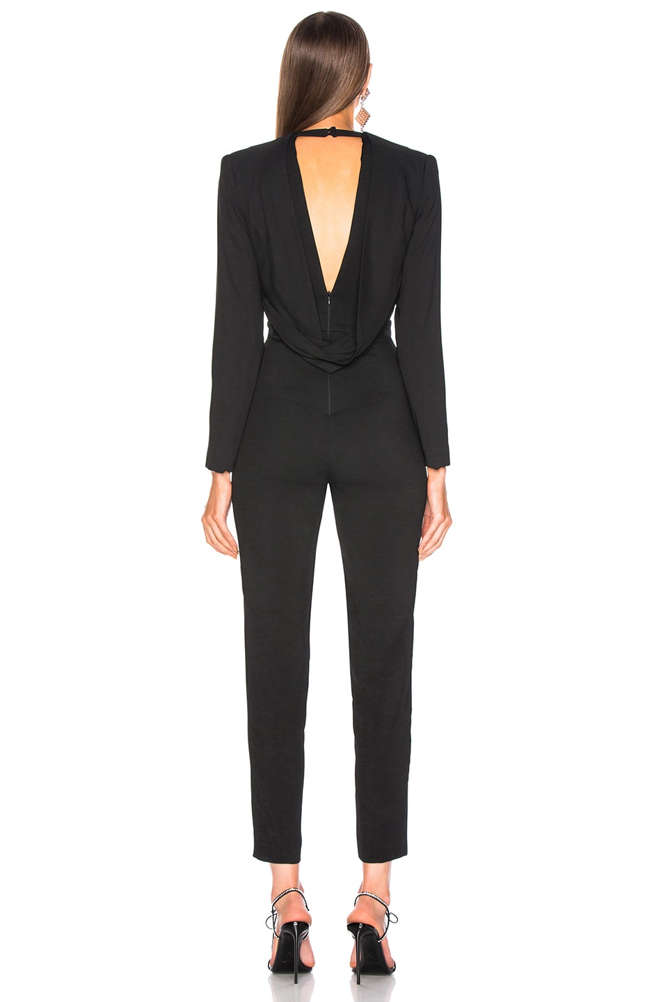 Michelle Mason Jumpsuit With Draped Back in Black | FWRD