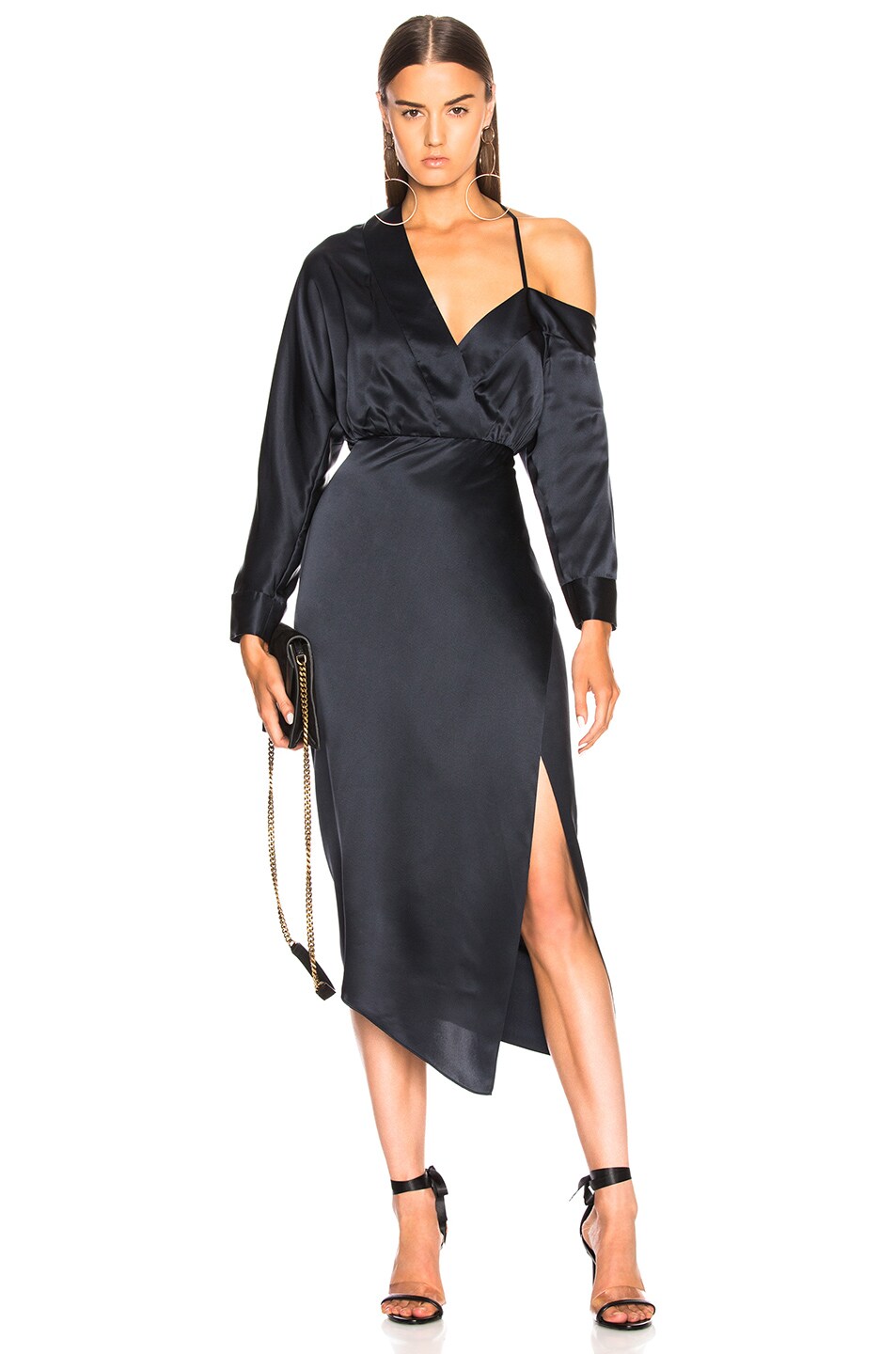 Image 1 of Michelle Mason for FWRD Off Shoulder Dress in Midnight