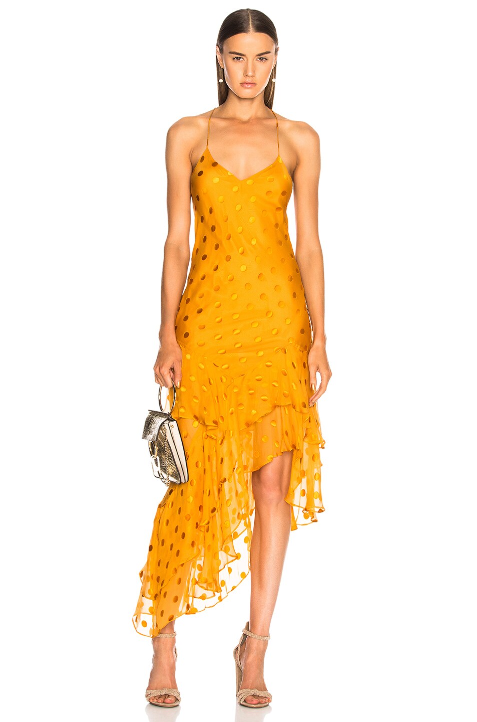 Image 1 of Michelle Mason Ruffle Cami Dress in Saffron