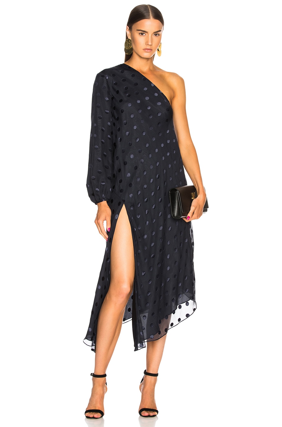 Image 1 of Michelle Mason One Sleeve Dress in Midnight